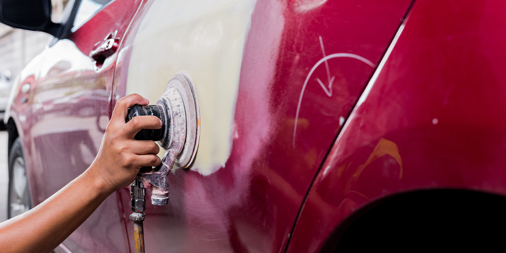 Image of A Damaged Car Being Repaired